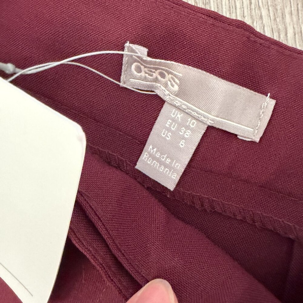 ASOS Burgundy Slim Ankle Pants US 6 Tailored Office Career NWT - Picture 3 of 4